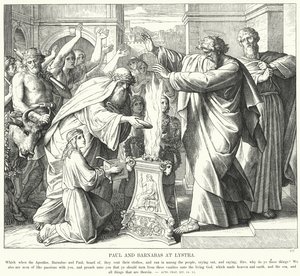 Paul and Barnabas at Lystra by Julius (after) Schnorr von Carolsfeld