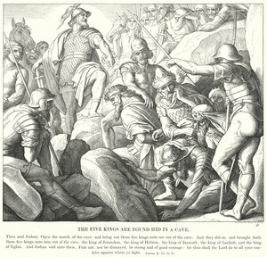 The Five Kings Found Hiding in a Cave (engraving) by Julius (after) Schnorr von Carolsfeld