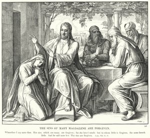 The Sins of Mary Magdalene are Forgiven (engraving) by Julius (after) Schnorr von Carolsfeld