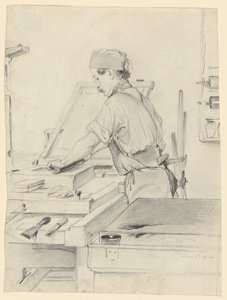 Self-Portrait Working at a Lithographic Press