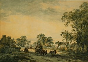 A Coach and Figures on an Open Country Road