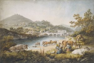 Llangollen and Dinas Bran by Julius Caesar Ibbetson