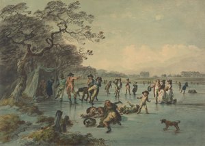 Skating in Hyde Park by Julius Caesar Ibbetson