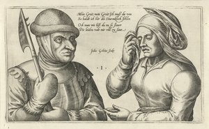 Farewell of a Soldier (Puns on the Relationship Between Man and Woman) by Julius Goltzius