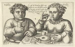 Glutton and Drunkard (Wordplays on the Relationship Between Man and Woman) by Julius Goltzius