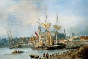 The Entrance of the Port of Dieppe by Julius Hintz