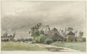 Canal Leading to a Farm by Julius Jacobus van de Sande Bakhuyzen