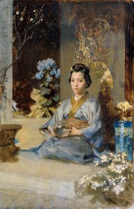 Japanese Woman in a Room by Julius Victor Berger