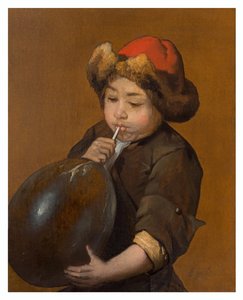 Boy Blowing up a Bladder
