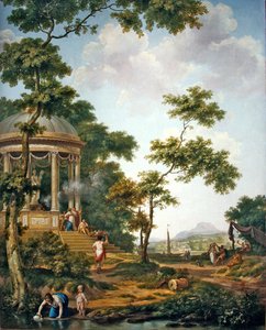 Arcadian landscape with a temple by Jurriaan Andriessen