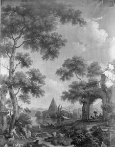 Wallpaper with Arcadian Landscape, Belonging to the Hall of Herengracht 40 by Jurriaan Andriessen