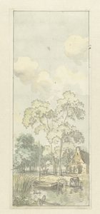 Design for Wallpaper Painting with Dutch Landscape by Jurriaan Andriessen