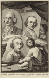 Portraits of Izaak Schmidt, Jurriaen Andriessen and Reinier Vinkeles by Jurriaan Andriessen