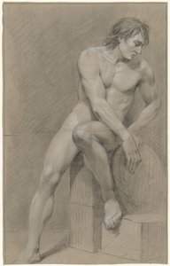 Seated Male Nude, Turned to the Right, Left Foot on a Block by Jurriaan Andriessen