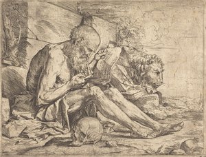 Saint Jerome Reading by Jusepe de Ribera