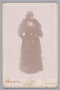 Cabinet Card of an Unidentified Woman Wearing a Top Hat and a Fur Stole by Justus C. Swan