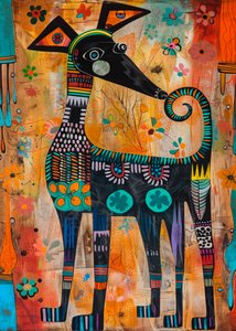 Colorful Folk Dog by Justyna Jaszke