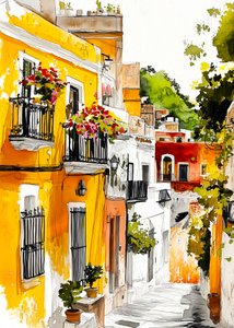 Colorful Mediterranean Alley by Justyna Jaszke