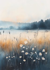 Misty Meadow Daisies by Justyna Jaszke