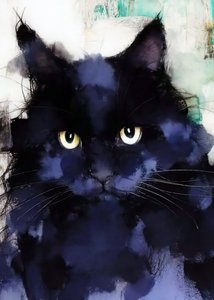 Mysterious Black Cat Portrait by Justyna Jaszke