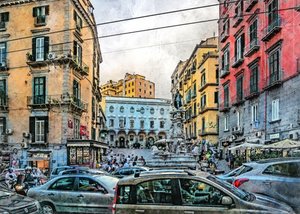 Naples City Watercolor Art Italy by Justyna Jaszke