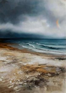 Stormy Beach Rainbow