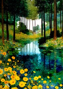 Vibrant Woodland Stream by Justyna Jaszke