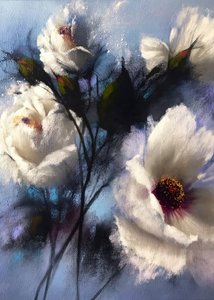 White Blooms on Blue by Justyna Jaszke