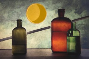Colored Bottles Still Life by Kádár István
