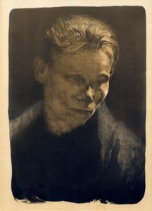 Bust of a Working Woman with Blue Cloth by Käthe Kollwitz