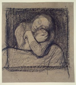 Crouching Mother Holding Her Child Fast by Käthe Kollwitz