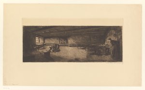 Room with Fighting Men and a Rushing Woman by Käthe Kollwitz