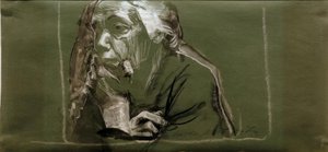 Self-Portrait Facing Left with Hand on Chin