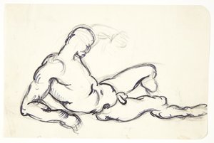 Study of a Reclining Nude Man. Study for the Adam Figure in the Group 