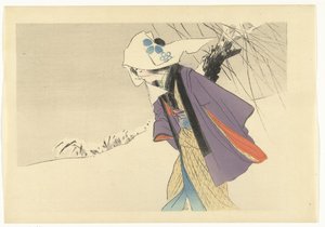 Woman Walking Through the Snow by Kajita Hanko