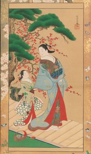 Courtesan and Attendant in Early Spring by Kakondo