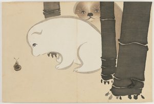 Flowers of a Hundred Worlds (Momoyogusa): Puppies by Kamisaka Sekka