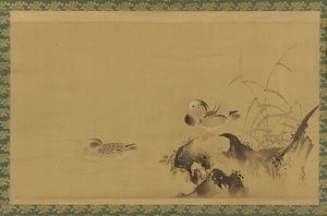 Mandarin Ducks in a Landscape, Edo Period, Mid 17th-Early 18th Century by Kanô Yôboku Tsunenobu