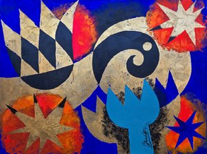 Dynamic Blue Gold Forms by Kanat Ibragimov