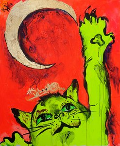 Green Cat Red Moon
