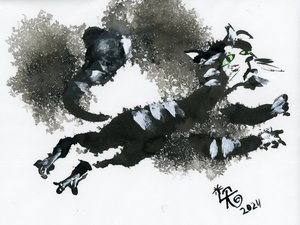 Leaping Ink Cat by Kanat Ibragimov