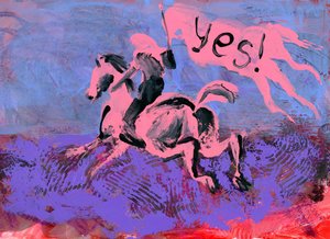 Pink Horse Yes Flag by Kanat Ibragimov