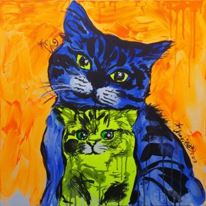 Vibrant Cat Embrace by Kanat Ibragimov