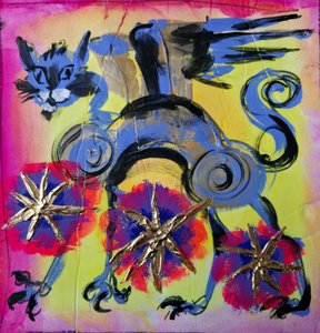 Whimsical Blue Cat