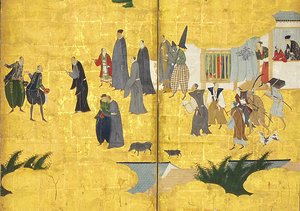 Detail of the Southern Barbarians Come to Trade (detail) by Kano Naizen