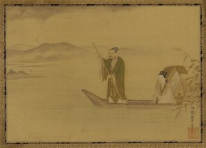 Chinese man and woman in a boat, Edo period
