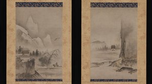 Two Views from the Eight Views of the Xiao and Xiang Rivers, early 16th century by Kantei