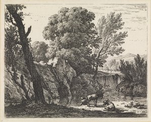 Landscape with Man and Two Donkeys by Karel Dujardin