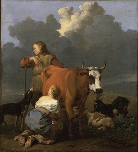 Peasant Girl Milking a Cow by Karel Dujardin