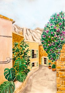 Sunny European Village Street